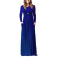 thumbnail image 1 of UKAP Ladies Dress Crew Neck Maxi Dresses Solid Color Swing Party Royal Blue L, 1 of 6