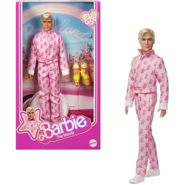 Barbie The Movie Ken Collectible Doll, Ryan Gosling as Ken Wearing Pink Jumpsuit with “B” Detail