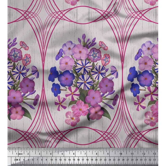 Soimoi Rayon Fabric Geometric & Flower Artistic Decor Fabric Printed Yard 42 Inch Wide