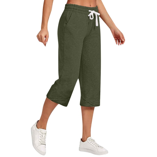 Timegard Women's High Waist Straight Leg Capri Pants with Pockets, Small