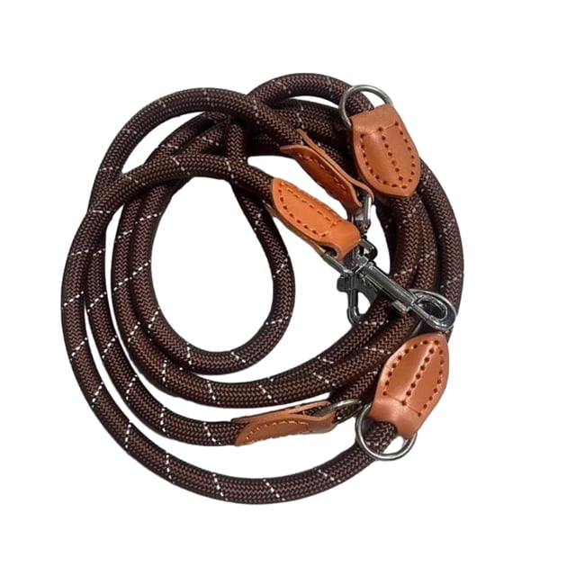 Becaristey Adjustable Versatile Nylon Dog Collar For Hands-Free Control Bright Reflective Nylon Dog Lead reflective coffee