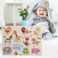 thumbnail image 2 of Jindong Kids Wooden Peg Puzzles Set with Alphabet Numbers Fruits Animals and Vehicles, 2 of 9
