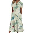 thumbnail image 1 of Cameland Robe d'Été pour Femme Décontractée à Col en V avec Boutons, Manches Courtes, Imprimée, Coupe Évasée, avec Poche, 1 of 4