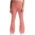 thumbnail image 1 of Watermelon Red Womens Ruched Flare Bell Bottom Elastic Waist Basic Long Boot Cut Leg Trousers Pants for Ladies Track Athletic Casual Running Fall Summer Trousers Pants 2025 L, 1 of 5