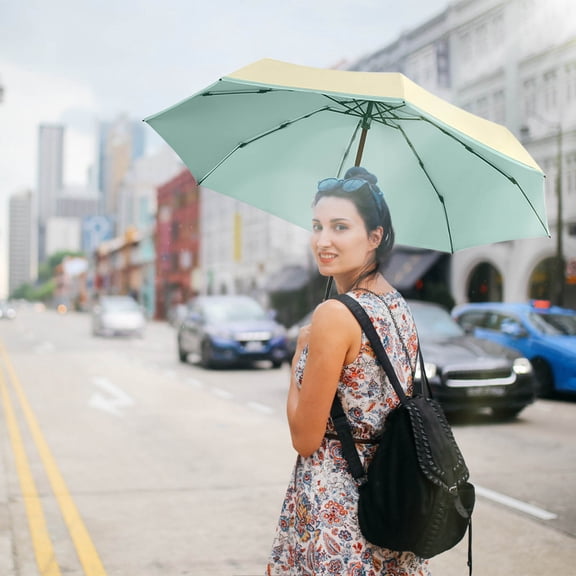 Parapluie Pare-Soleil Léger et Compact / Tissu Haute Densité / Conception Coupe-Vent / 8 Baleines Renforcées en Fibre de Verre / Protection UV / Utilisation par Tous les Temps / Portable et Pratique pour le Voyage