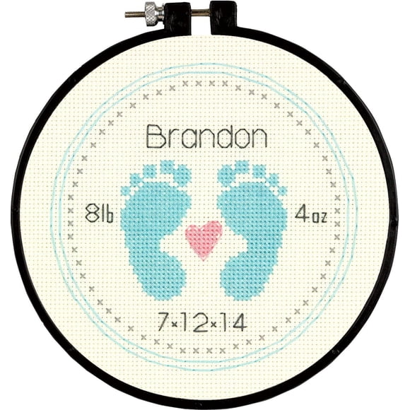 Baby Footprints Birth Record Counted Cross Stitch Kit by Dimensions