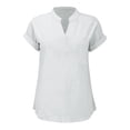 thumbnail image 4 of WEIYLL Womens T Shirts Summer Loose Fit V Neck Curved Hem Flowy Solid White Tops Sizes XXXXXL, 4 of 5