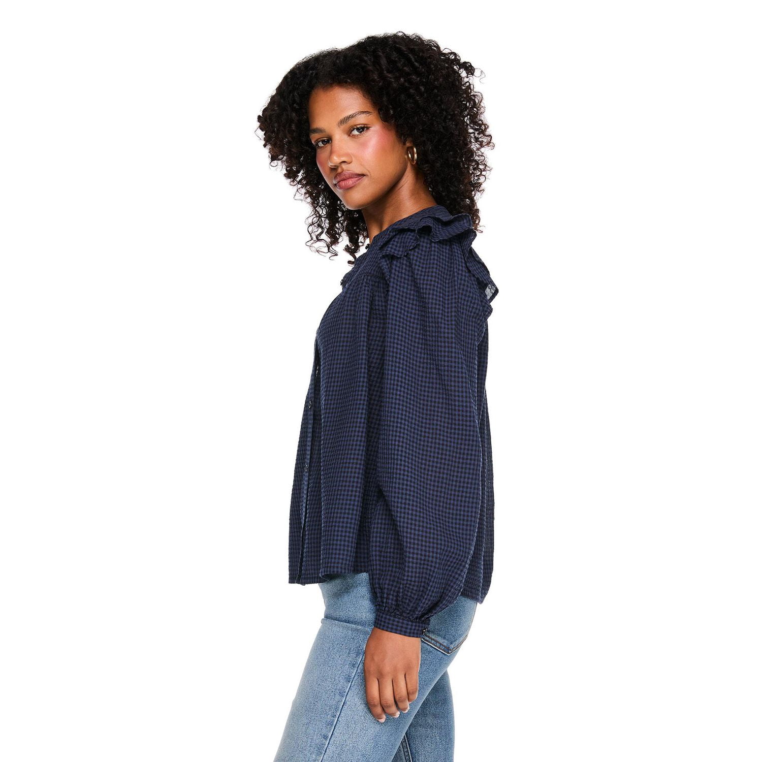 George Women's Ruffled Long-Sleeve Top
