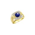 thumbnail image 3 of RYLOS Mens Rings Yellow Gold Plated Silver Designer Round Gemstone &  Diamond Ring Lapis September Birthstone Rings For Men, Men's Rings, Silver Rings, Sizes 8 - 13, 3 of 7