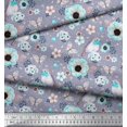 thumbnail image 2 of Soimoi Poly Georgette Fabric Robin,Butterfly & Anemone Floral Print Fabric by The Yard 42 Inch Wide, 2 of 3