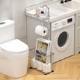 thumbnail image 2 of Freestanding Toilet Paper Holder Toilet Tissue Rack Scroll Stand Roll Dispenser with Storage Shelf Reserve for Phone Tablet Magazine Bathroom Organizer Bath Tissue Organizer (Silv, 2 of 7