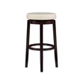 thumbnail image 3 of Linon Maya 31" Rice White Faux Leather Swivel Bar Stool in Brown Wooden Frame, 3 of 10