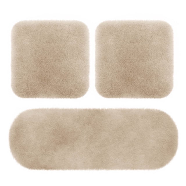 HLONK 3 Sets Car Front Rear Seat Plush Cushion Soft Warm Faux Winter Auto Seat Cover Plush Vehicle Seat Protector Pad With Non-Slip Backing Car Accessories