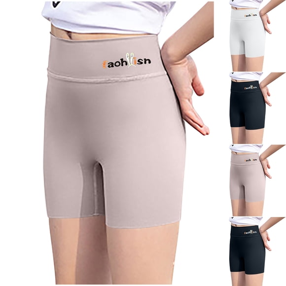 Sijiajgjfu Girl's Elastic Waist Bike Shorts High Waist Athletic Running Yoga Short Leggings for Kids Teen 2-12 Years Pink