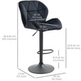 thumbnail image 3 of HOMCOM Tabouret de Bar Ensemble de 2 Chaises de Comptoir en Tissu à Hauteur Réglable Noir, 3 of 10