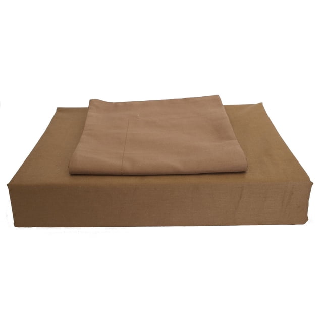 Maholi Maxwell Ensemble de Draps Brun avec Drap-Housse et Drap Plat Plié sur le Dessus, Fabriqué à Partir de Tissu 100 % Coton Égyptien Peigné Offrant une Respirabilité et des Propriétés d'Évacuation de l'Humidité, Idéal pour Draps et Taies d'Oreiller dans les Ensembles de Literie.