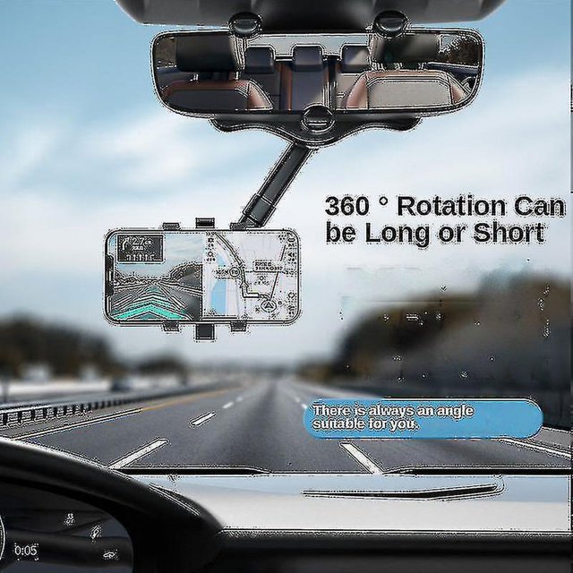 360 Rearview Mirror Phone Holder For Car Mount Phone And Gps Holder Universal Rotating Adjustable Telescopic Car Phone Holder A (ruipei)