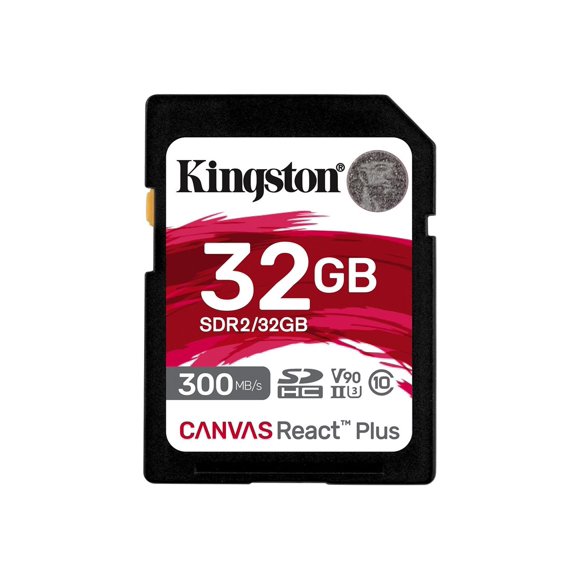 Kingston Canvas React Plus - Flash memory card - 32 GB - Video Class V90 / UHS-II U3 / Class10 - SDXC UHS-II
