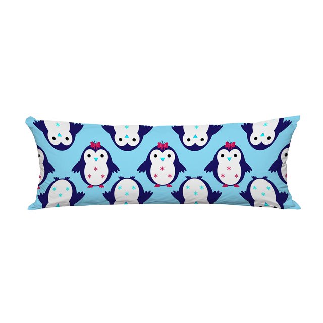 YUSDECOR Housse de Traversin Pingouin pour Oreiller Long, Taille de Coussin 20x60 Pouces. Cette Taie d'Oreiller à Fermeture Éclair Présente un Motif de Pingouin Ludique sur un Fond Bleu Pâle, Imprimée sur un Tissu en polyester de Haute Qualité. la Fermeture à Glissière Cachée Assure un Style Épuré. Convient aux Lits, aux sofas et à la Décoration de la Maison. insert d'Oreiller Non Inclus.