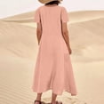 thumbnail image 4 of UPPADA Robes d'Été pour Femmes 2025 Robes d'Été pour Femmes 2025 Robe en Coton et Lin à Manches Courtes Col Rond Ample Décontractée Tunique Robes de Plage avec Poches Vestidos Para Fiestas Elegantes, 4 of 6
