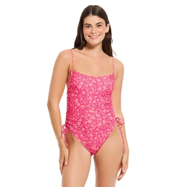 Summer Flirtt Women's Shirred One Piece Swimsuit with Side Tie Details