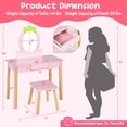 thumbnail image 2 of Costway Kid Vanity Table Stool Set with Mirror Wooden Legs Storage Drawer Pink, 2 of 10