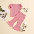 thumbnail image 4 of Birdeem Chemises pour Filles Mode Filles Manches Courtes Décontractées Col Rond Boutons Ensembles de Shorts Unis, 4 of 12