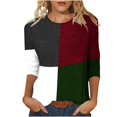 thumbnail image 1 of IROINID Rabais T-Shirts pour Femmes à Manches 3/4 Imprimés T-shirt Ample Blouse Mi-Longue Col Rond Hauts de Détente, Vert, 1 of 4