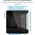 thumbnail image 4 of Lian Li VECTOR V100 MINI Micro Format Compact Étui PC, Verre Trempé Panoramique, Prise en Charge de la Connexion Backet Micro-ATX, GPUs 415 mm, Radiateur 360 mm, Ventilateurs 9 x 120 mm, Filtre à Poussière, RVB - Noir (V100MIX), 4 of 8