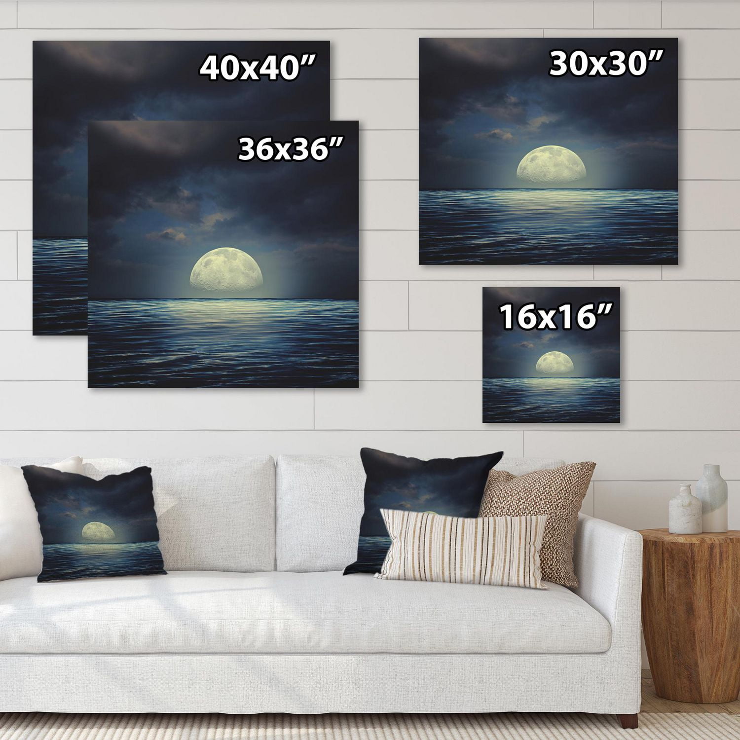 Designart Super Lune sur la mer II Art mural sur toile