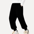 thumbnail image 2 of Winter Pants for Girls Children's Winter Solid Color Elastic Waist Slim Sports Sweatpants Long Pants, 2 of 5