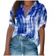 thumbnail image 1 of Womens Short Sleeve Blouses Womens Button Printed Short Sleeve Backswing Length V-Neck T- Blouses Women Short Sleeve Tops Women Short Sleeve Blouse Short Sleeve Tops for Women, 1 of 6