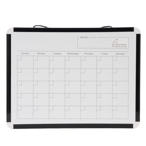 Calendrier mensuel à sec Panneau blanc à effacement sec Tableau blanc magnétique Portable double face Tableau blanc avec cadre en aluminium noir pour la maison