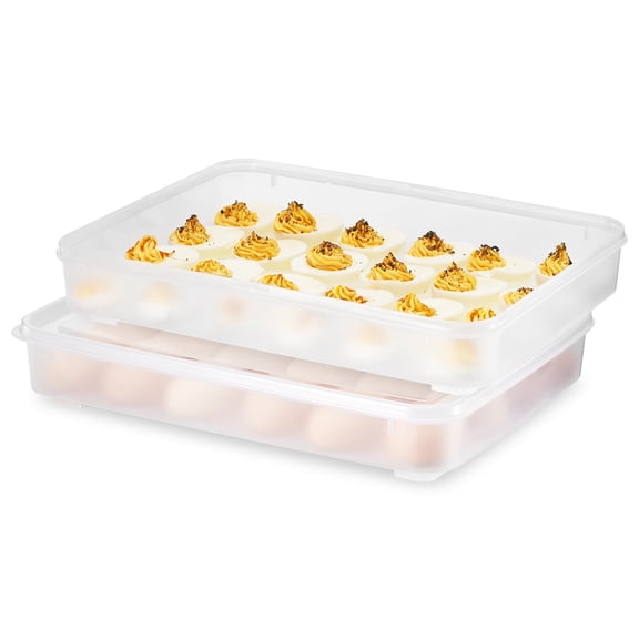 Sorbus Egg Containers with Lids Clear Deviled Egg Carrier Tray Stackable & Portable Dispenser (Set of 2, Holds 48-Egg)