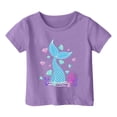thumbnail image 3 of T-shirts pour Filles, Imprimé Graphique Océan Mignon, Manches Courtes, Hauts Amples, Violet 8-9 Ans, 3 of 3