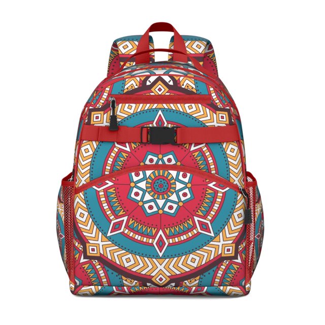 Trippy Abstract Geometric School Backpack Adjustable Padded Straps Chest Buckle Spacious Durable Backpack For Elementary School