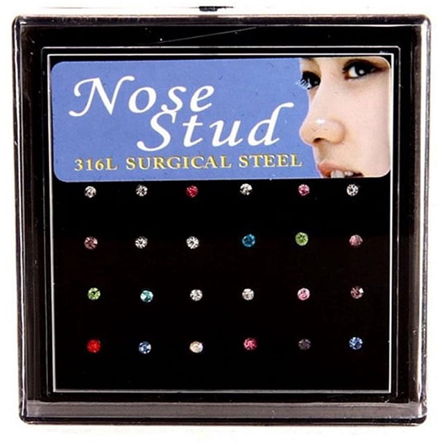 Rhinestone Nose Ring Nose Studs for Women Men 24PCS