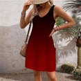 thumbnail image 1 of Ladies Fashion Gradient Summer Ladies Printed Pocket Sleeveless V-neck Dress, 1 of 5