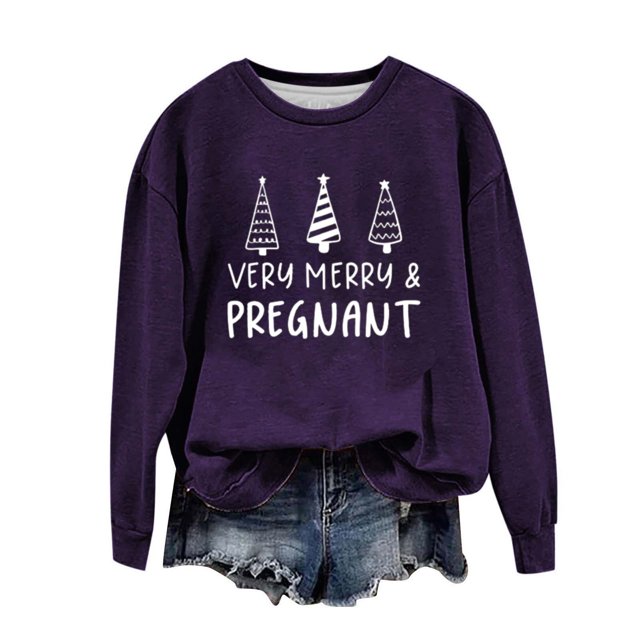 Birdeem Chandail de Noël pour Femme à Col Rond Imprimé, Coupe Ample, Manches Longues, Chandails Sans Capuche