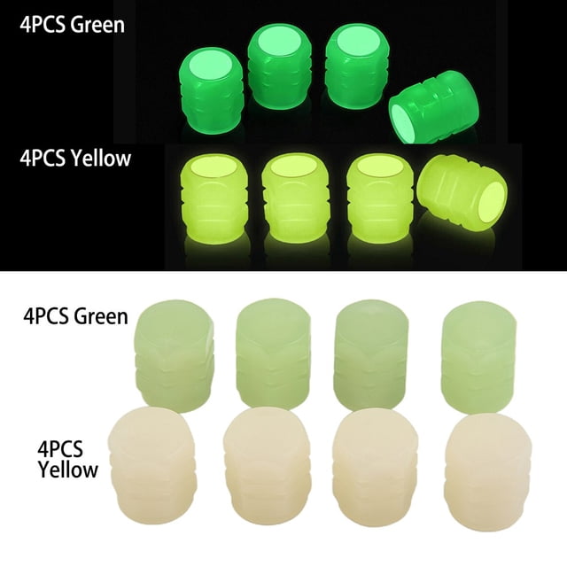 Bgsha 8pcs Universal Fluorescent Luminous Tire Valve Stem Covers Car Tire Valve Cap