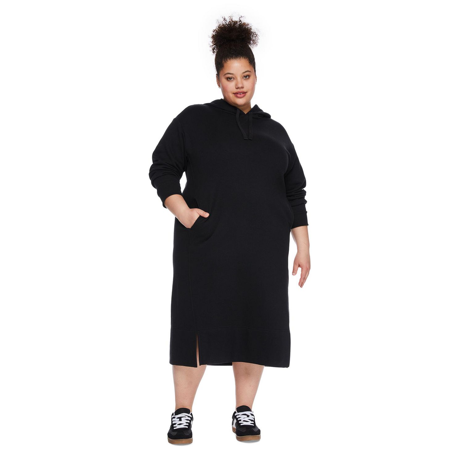 George Women's Plus Hooded Fleece Midi Dress