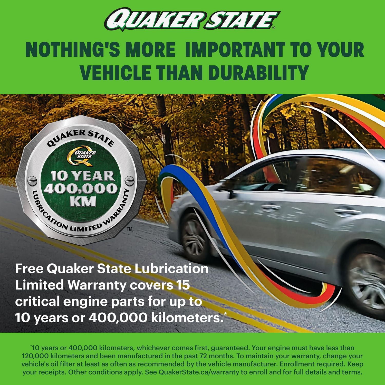 Huile moteur Quaker State Kilométrage élevé 100 % synthétique SAE 5W-20