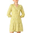 thumbnail image 1 of INSPIRE CHIC Robe Décontractée pour Femme à Fleurs, Col en V, Taille Cintrée, Manches Longues, 1 of 6