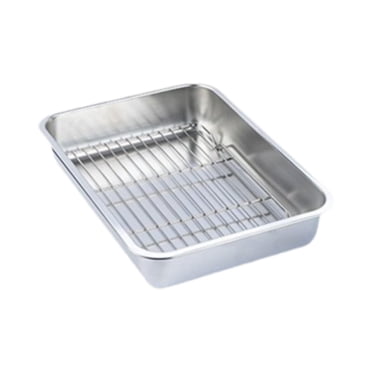Lipstore Oven Tray Pan with Rack Rectangular Oil Filter Tray for Food Grilling Baking 36x27x7cm