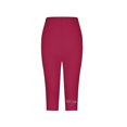 thumbnail image 4 of Olyvenn Womens Rhinestone Trim Capri Pants Stretchy Compression Leggings Print Pattern Yoga Pants Summer Vacation Outfits Red XXXL, 4 of 4