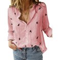 thumbnail image 1 of Innerwin Shirts Button Down Ladies Blouse Business Long Sleeve Loose Tops Pink Black L, 1 of 2