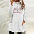 thumbnail image 1 of Qertyioot Chandails à Col Rond de Noël pour Femmes, Hauts Blouse à Manches Longues Chauds à Imprimé Ample avec Poche pour l'Hiver et le Rond, 1 of 4