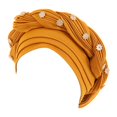 thumbnail image 2 of Harpily Fashion Women Beading Braid Hat Muslim Ruffle Cancer Wrap Cap Sleep Caps Satin Lined Hair Bonnets, 2 of 3