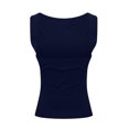 thumbnail image 3 of Yuyuzo Tank Tops for Women Crew Neck Sleeveless Basic Tank Tops Seamless Backless Solid Color Crop Shirts, 3 of 6