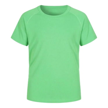 GPOECD Boys UPF 50+ Swim Shirt Short Sleeve Rashguard Youth Swimwear Top for Sun Green,11-12 Years